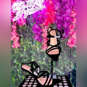 Black Crisscross Ankle Strap Heels